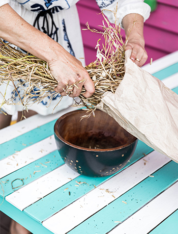 Dry branch in paper bag