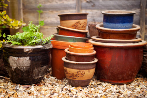 Stacked ceramic pots