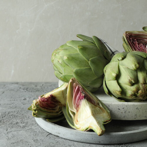globe artichokes in bowl