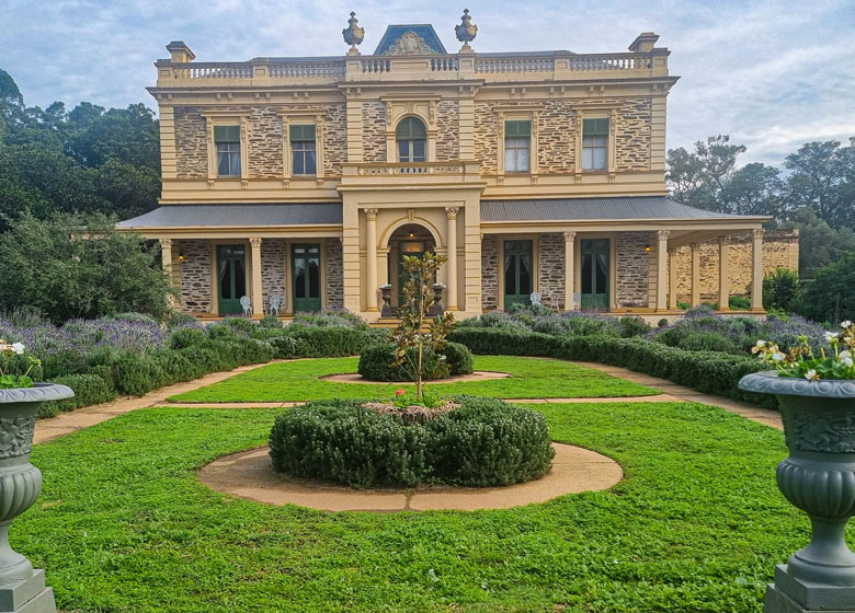 historic building with formal garden